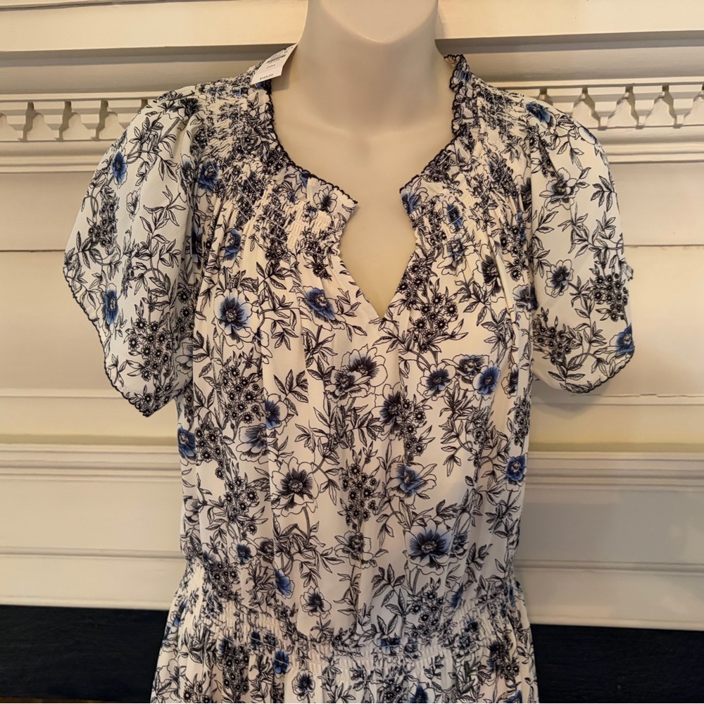 Talbots Floral Print Women's Dress Tiered Flounce Sz Medium Petite NWT $149